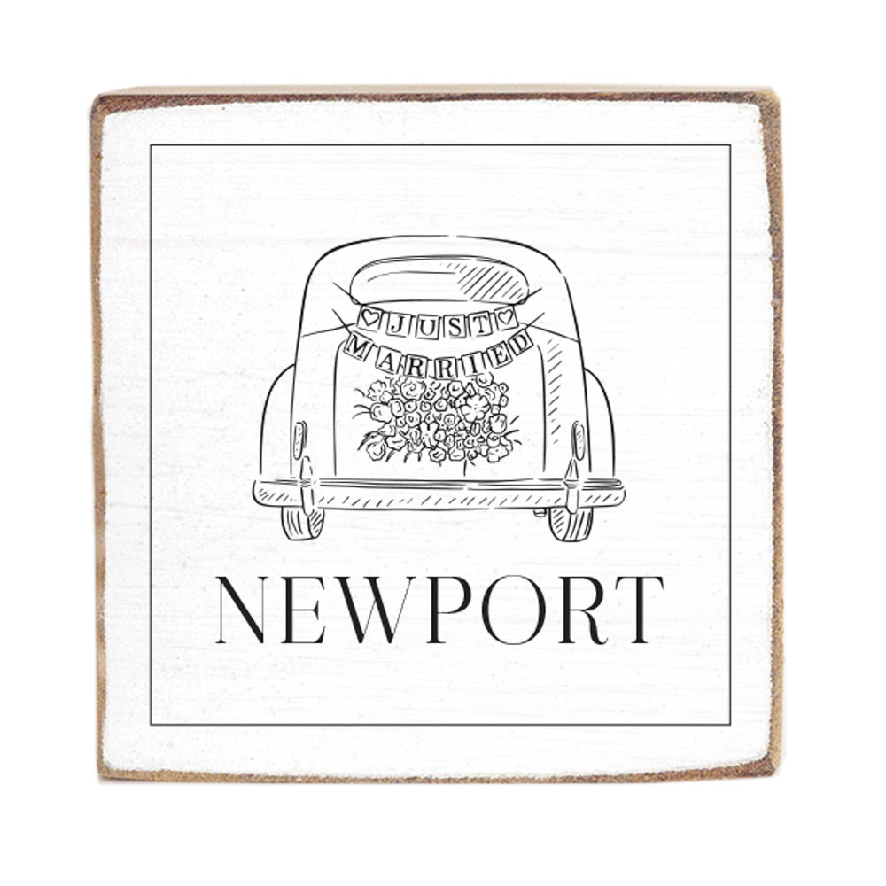 Vintage Wedding Car Personalized Block Sign