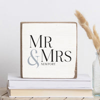 Mr & Mrs White/Black Personalized Block Sign
