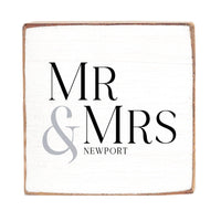 Mr & Mrs White/Black Personalized Block Sign