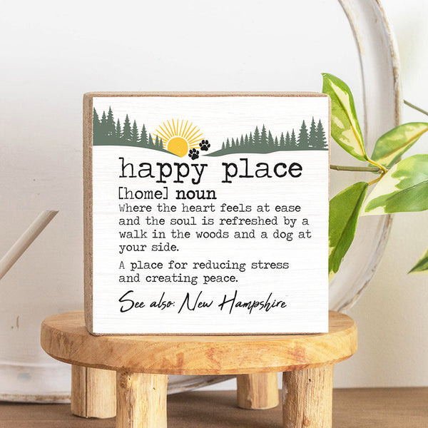Personalized Happy Place Woods & Dog Wood Block