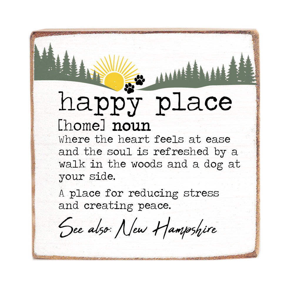 Personalized Happy Place Woods & Dog Wood Block
