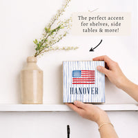 American Flag Watercolor Personalized Block Sign