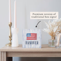 American Flag Watercolor Personalized Block Sign