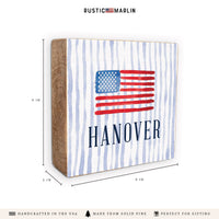 American Flag Watercolor Personalized Block Sign