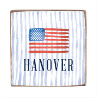 American Flag Watercolor Personalized Block Sign