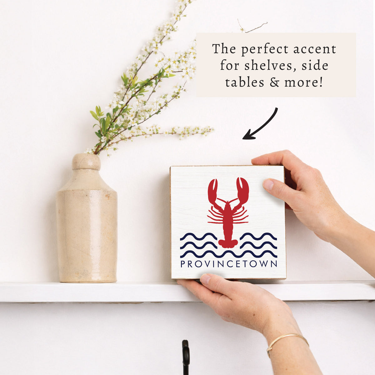 Lobster Waves Personalized Block Square