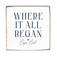 Where It All Began White/Navy Red Heart Personalized Block Square