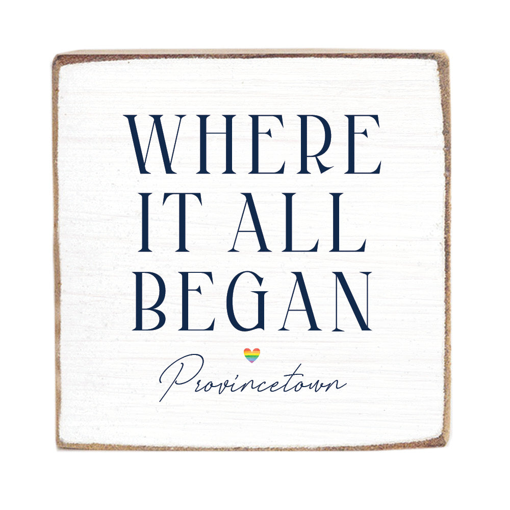 Where It All Began Rainbow Heart Personalized Block Sign