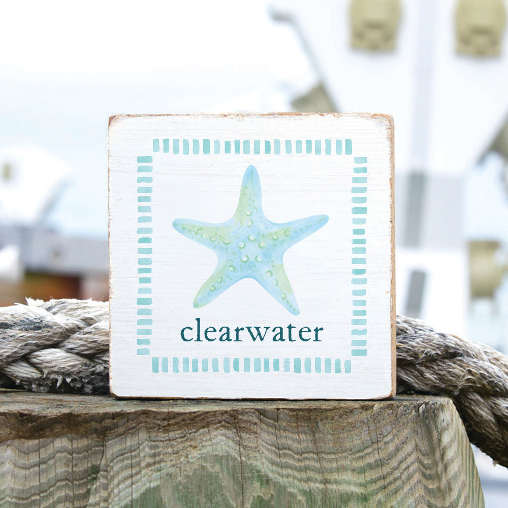 Seafoam Starfish Personalized Block Sign