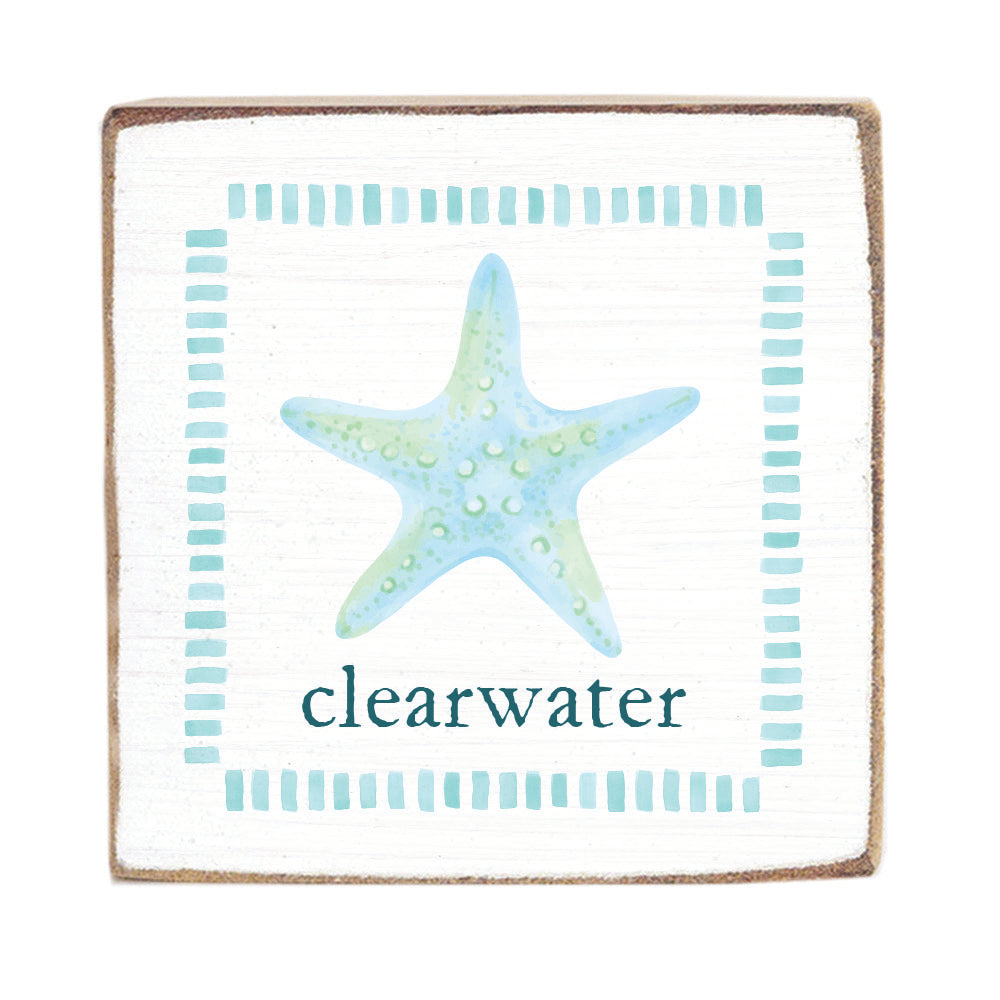 Seafoam Starfish Personalized Block Sign