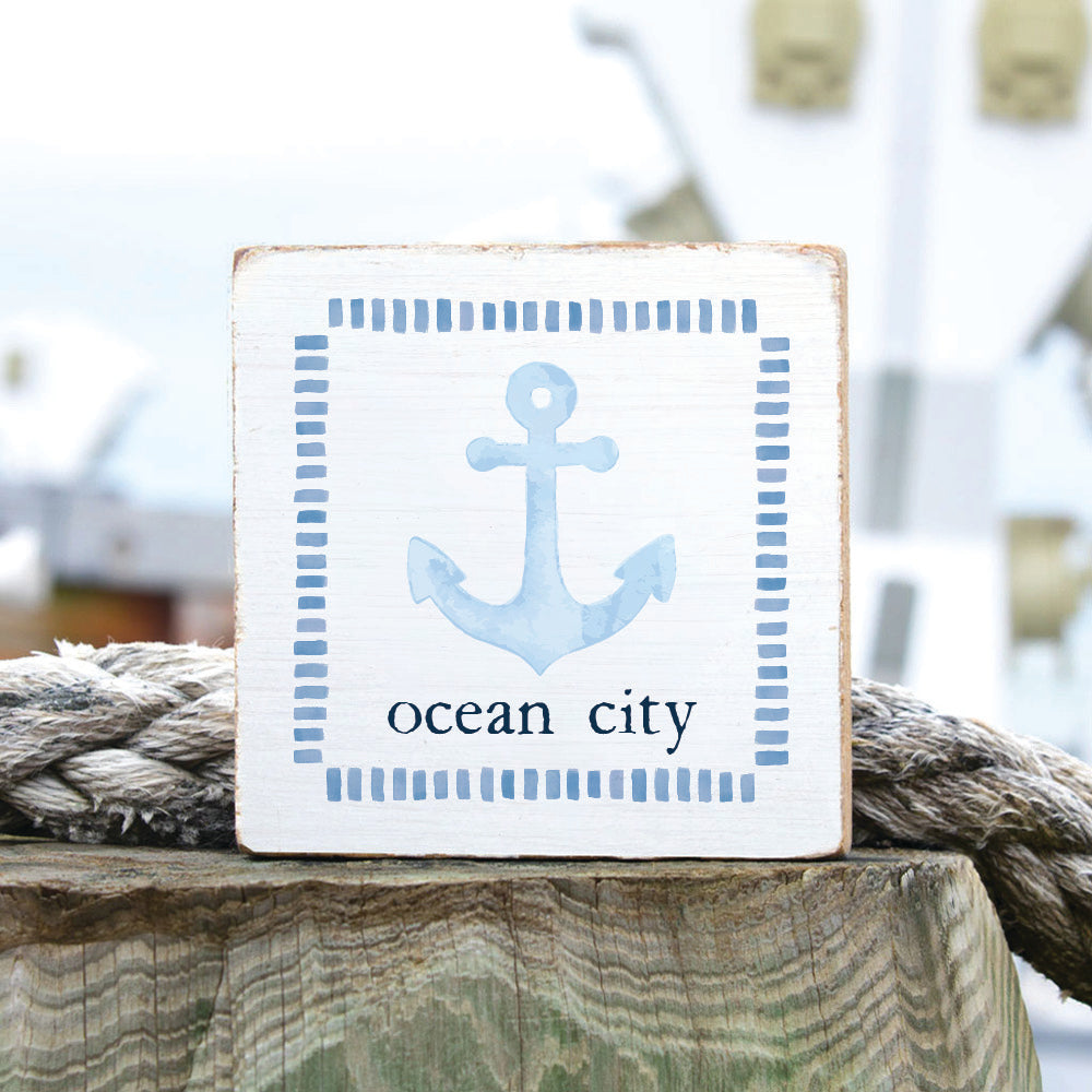 Blue Anchor Personalized Block Sign