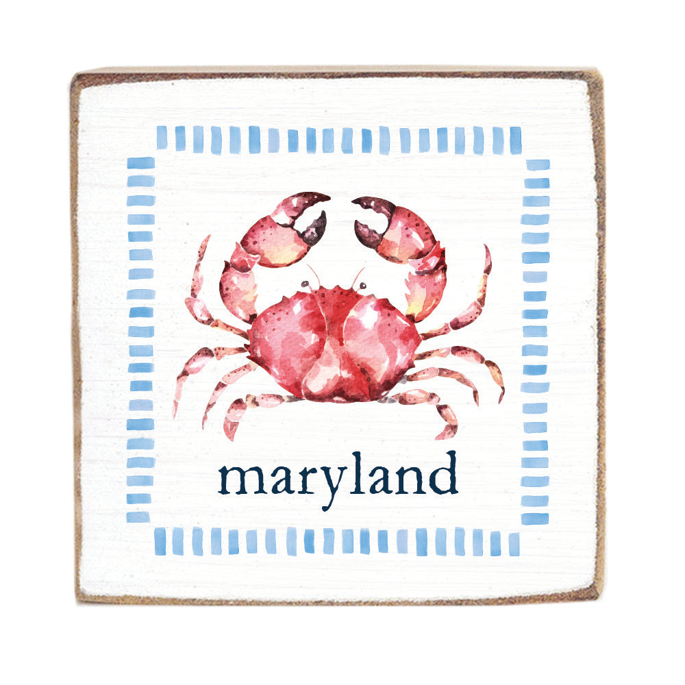 Stitched Crab Personalized Block Sign