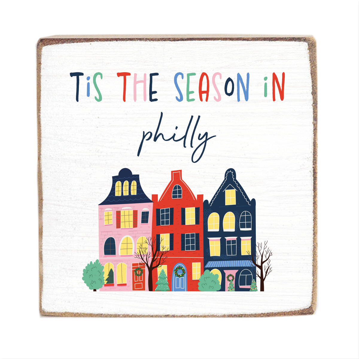 Tis The Season Personalized Square Block Sign