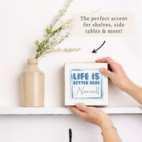Life Is Better Here Personalized Block Sign