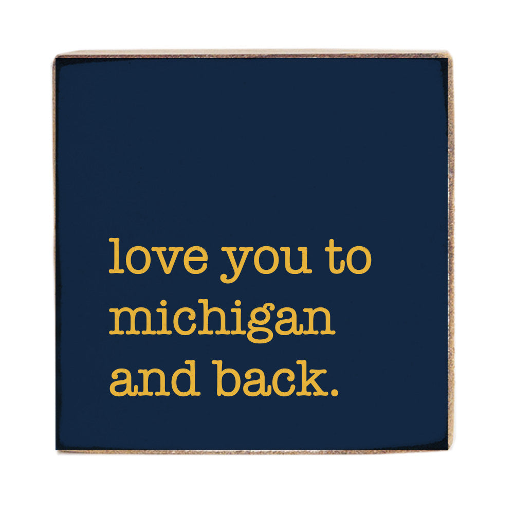 Love You To Navy & Gold Personalized Block Sign
