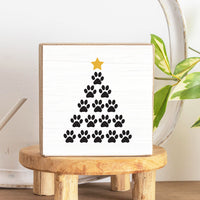 Paw Print Tree Square Block Sign