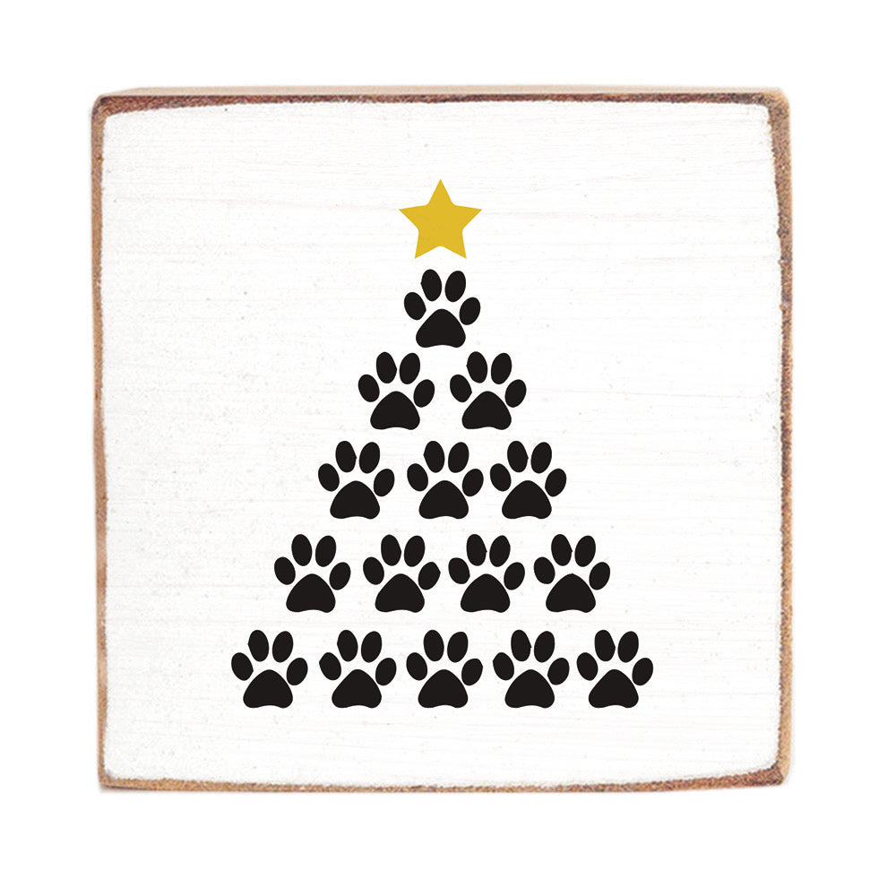 Paw Print Tree Square Block Sign