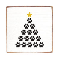 Paw Print Tree Square Block Sign