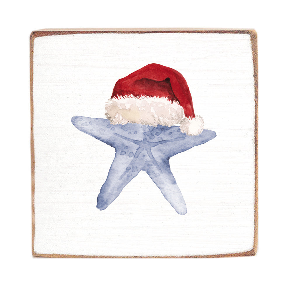 Santa Starfish Block Sign