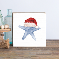 Santa Starfish Block Sign