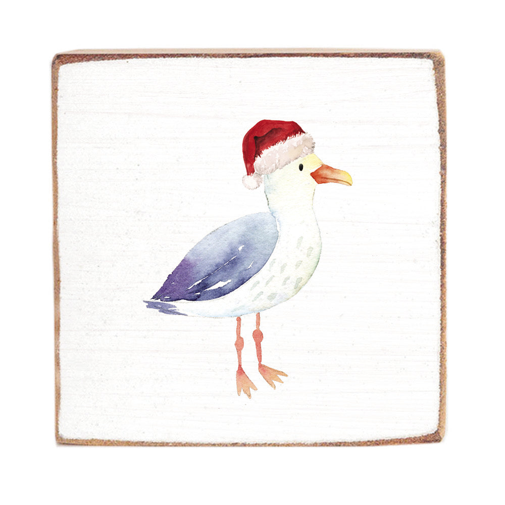 Santa Seagull Square Block Sign