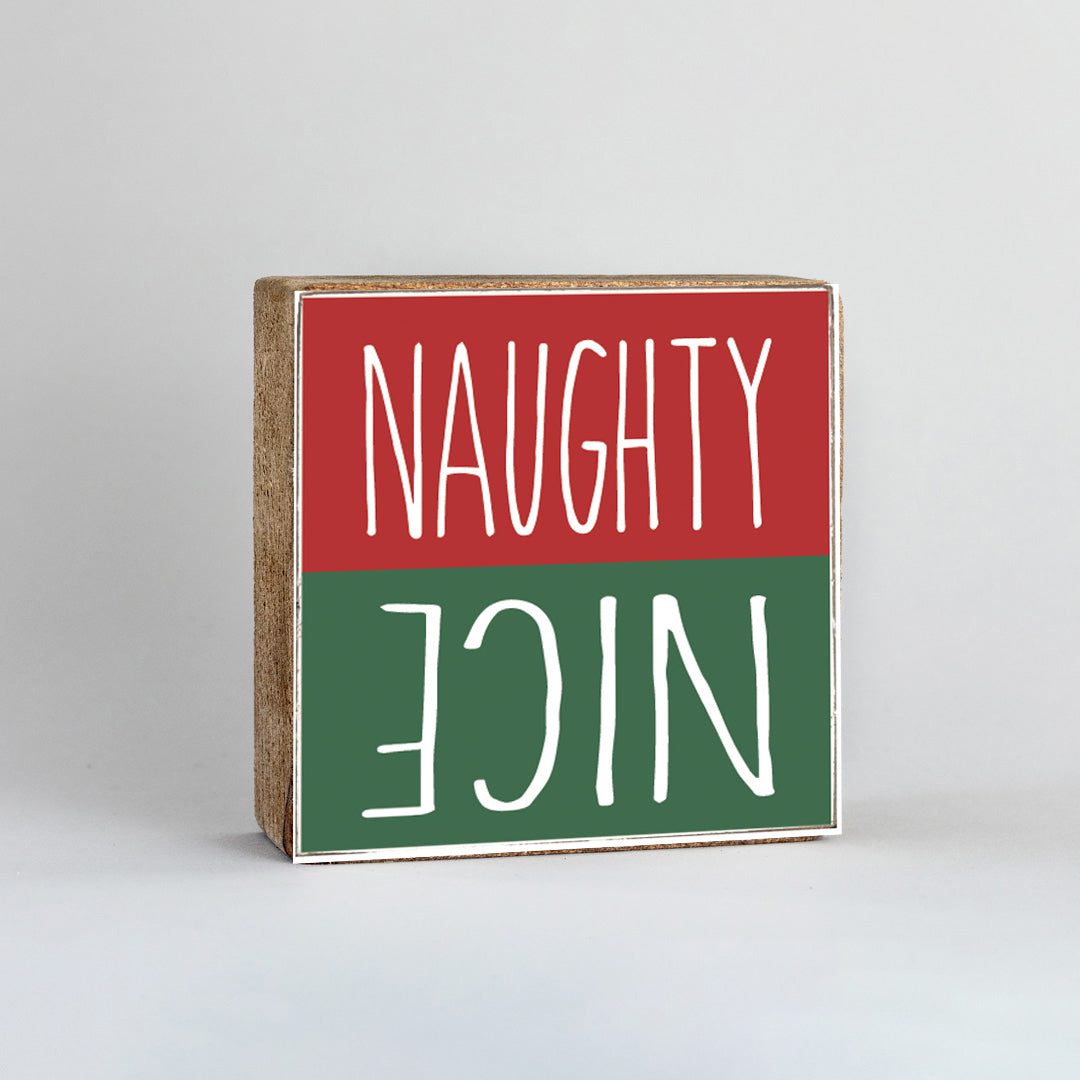 Naughty Nice Square Block Sign