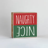 Naughty Nice Square Block Sign