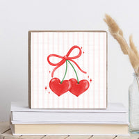 Cherry Hearts Block Sign