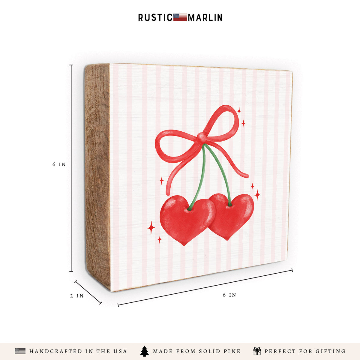 Cherry Hearts Block Sign