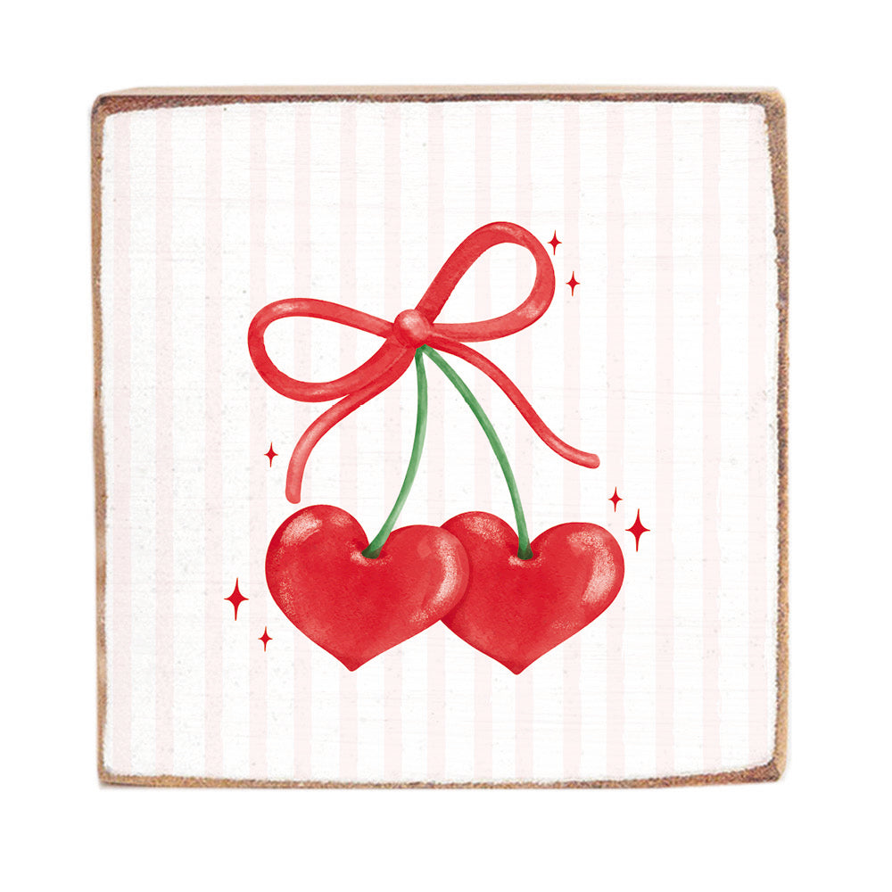 Cherry Hearts Block Sign