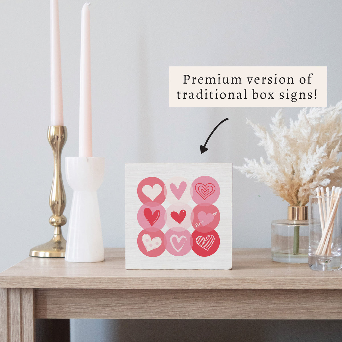 Bubble Hearts Block Sign
