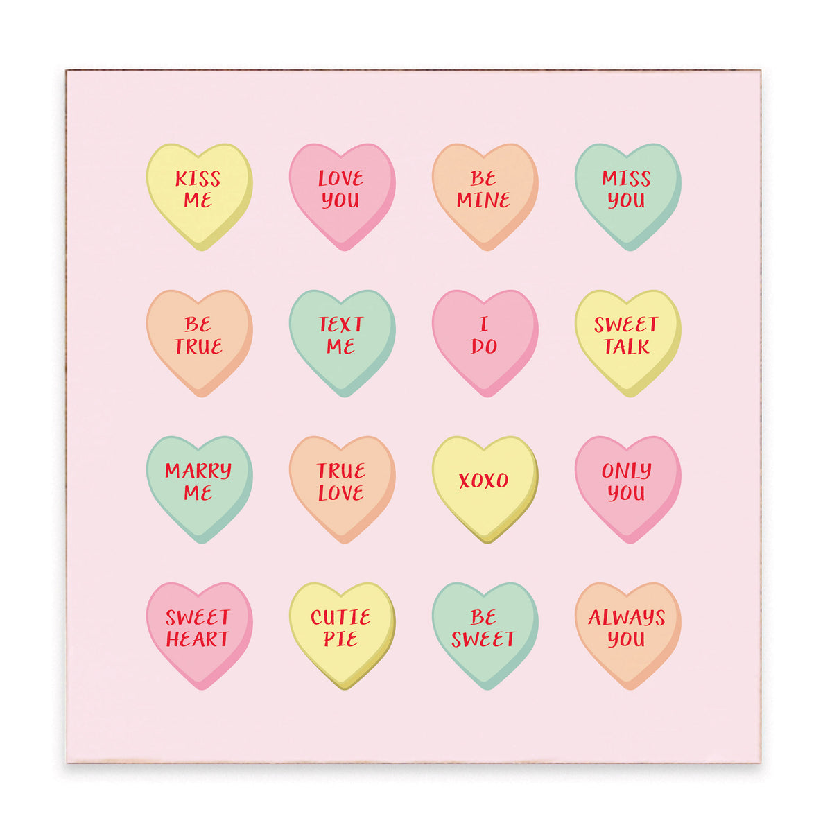 Conversation Hearts Block Sign