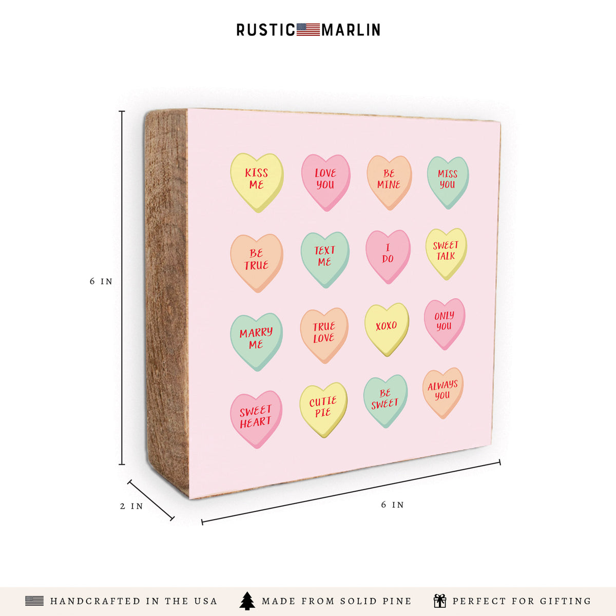 Conversation Hearts Block Sign