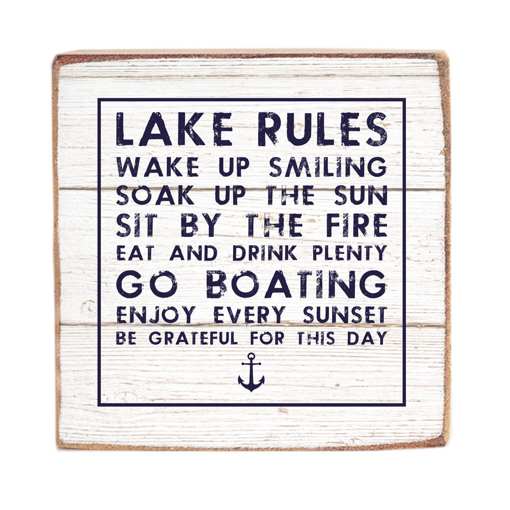 Lake Rules Block Sign