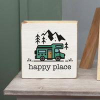 Happy Place RV Mountain Block Sign