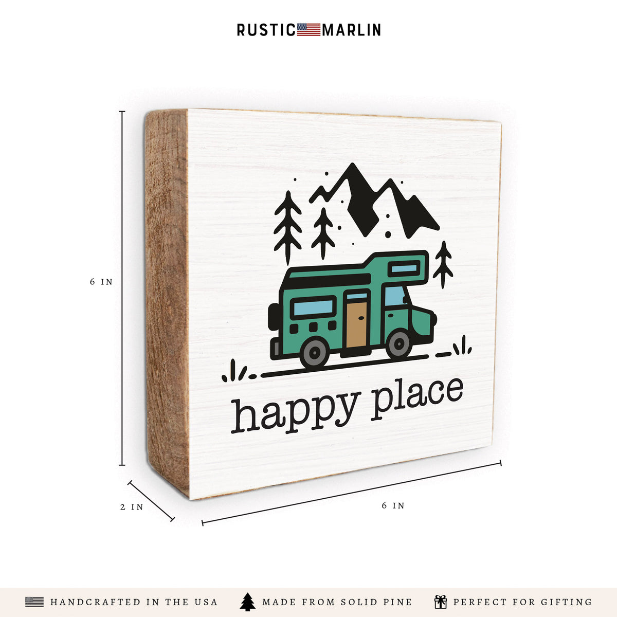Happy Place RV Mountain Block Sign