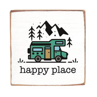 Happy Place RV Mountain Block Sign