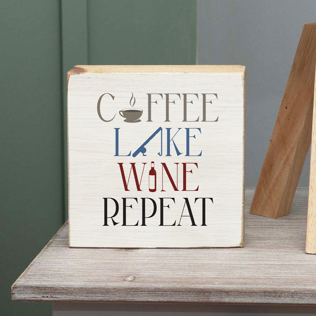 Coffee Lake Wine Repeat Icon Square Block Sign