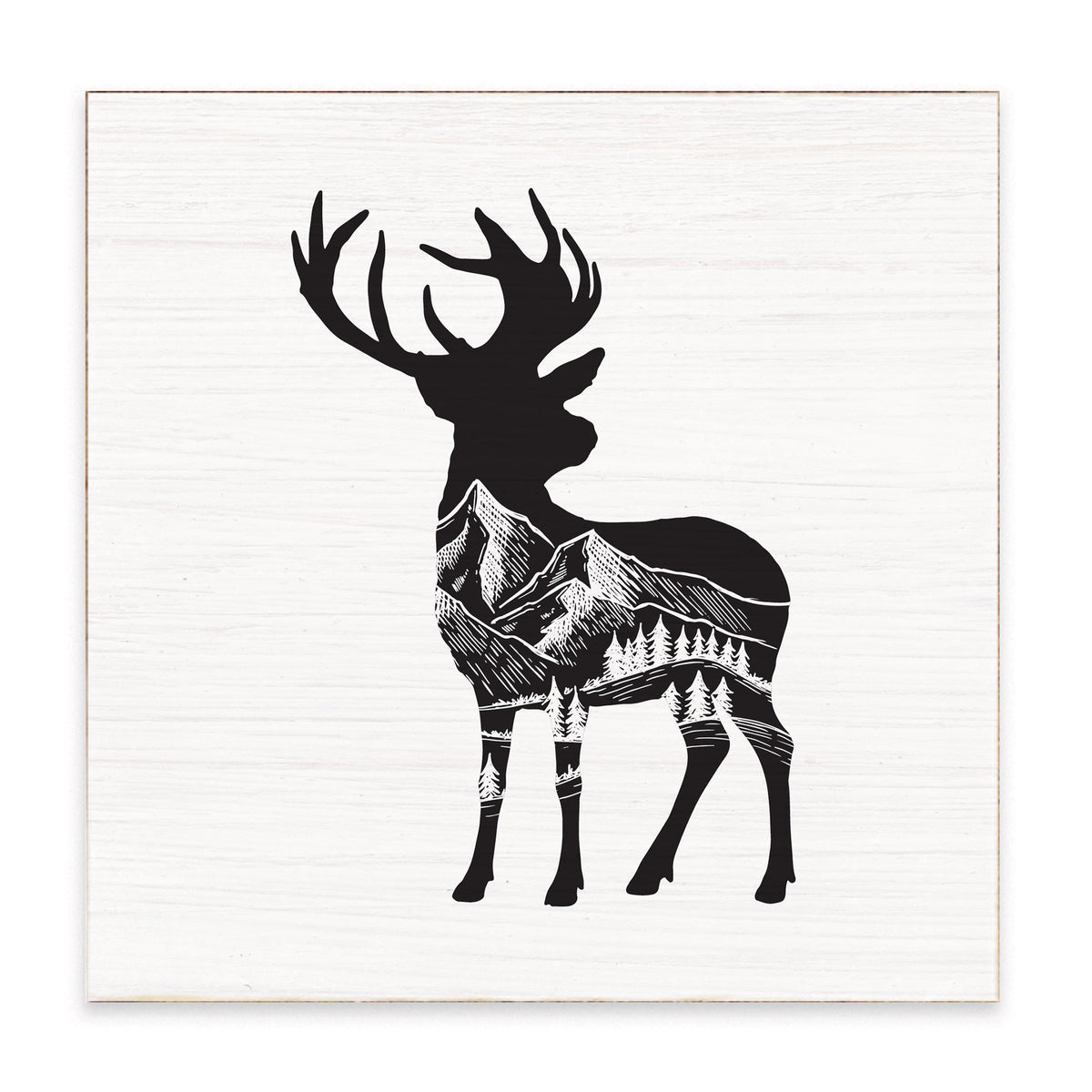 Mountains Deer Block Sign