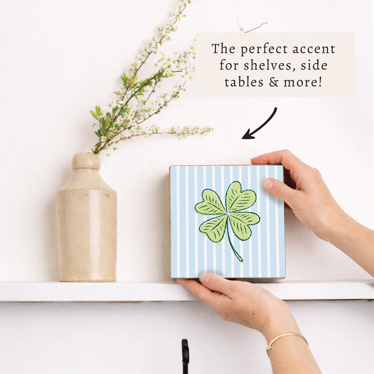 Preppy Shamrock Block Sign
