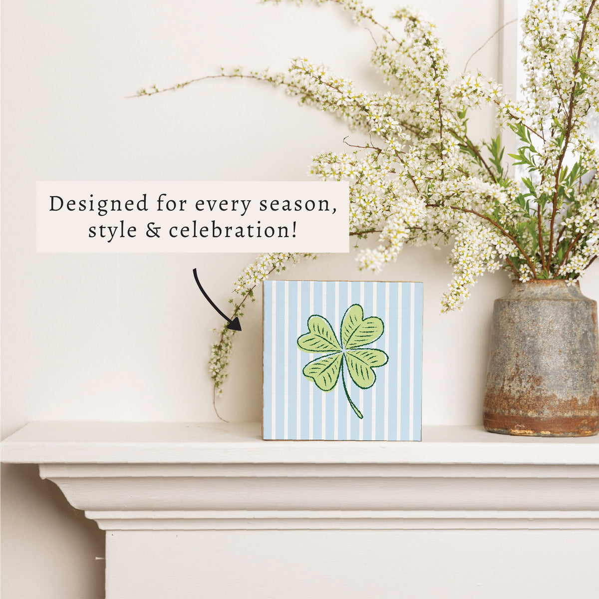 Preppy Shamrock Block Sign