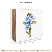 Morning Glory Floral Cross Block Sign