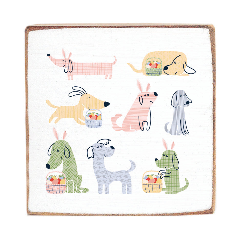 Puppy Bunnies Block Sign