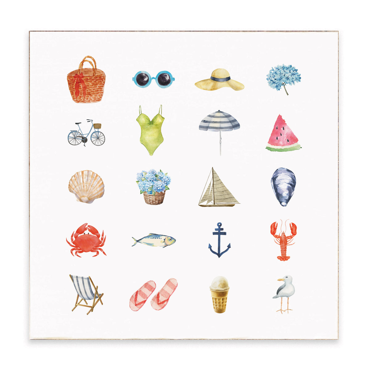 Beach Icons Block Sign