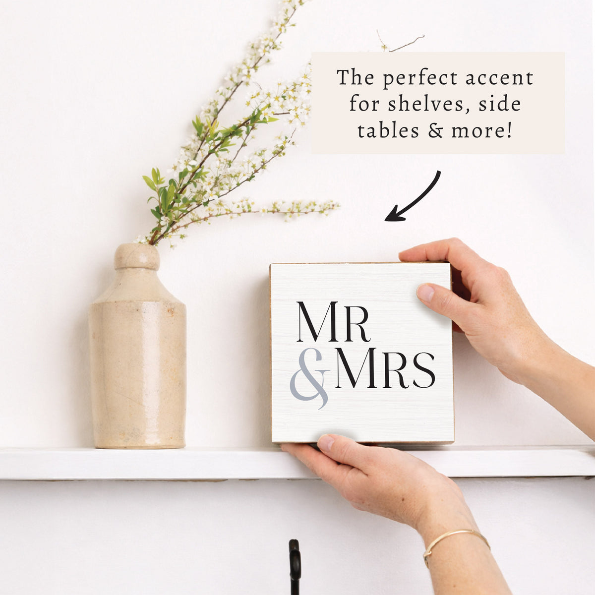 Mr & Mrs White/Black Block Sign