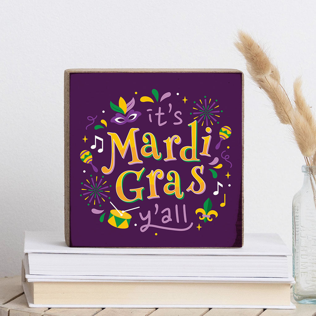 It's Mardi Gras Y'all Wood Block