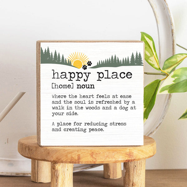 Happy Place Woods & Dog Wood Block