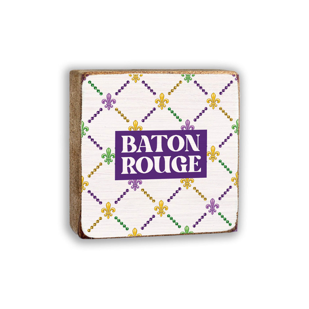 Signature Mardi Gras Baton Rouge Wood Block