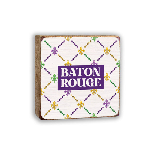 Signature Mardi Gras Baton Rouge Wood Block