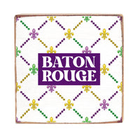 Signature Mardi Gras Baton Rouge Wood Block